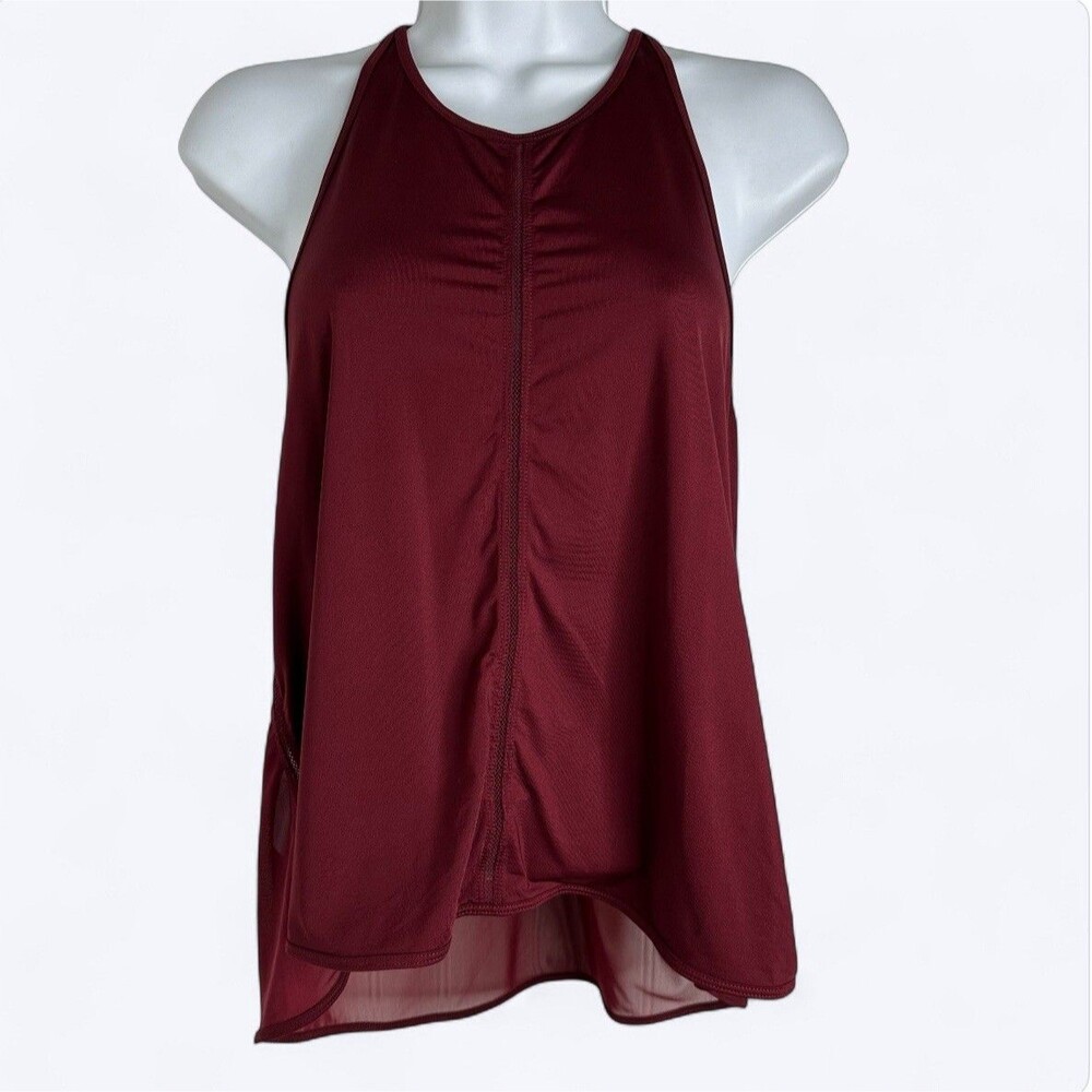 Kate Spade Out West Racerback Tank Top Sz M Maroon Micro Mesh Sheer Back Yoga